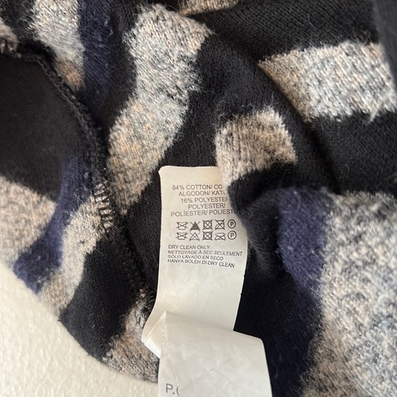 Lucky Brand Black & Gray Geometric Intarsia Knit Open Front Cardigan Sz S - Picture 5 of 8